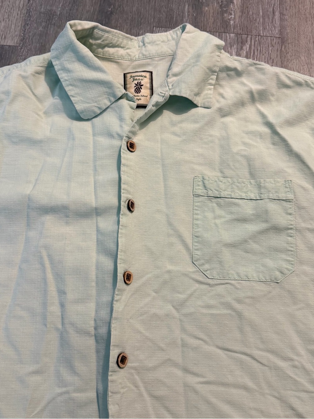 Jamaica Jaxx Men's Mint Green silk Short-Sleeve Button-Down Shirt XL